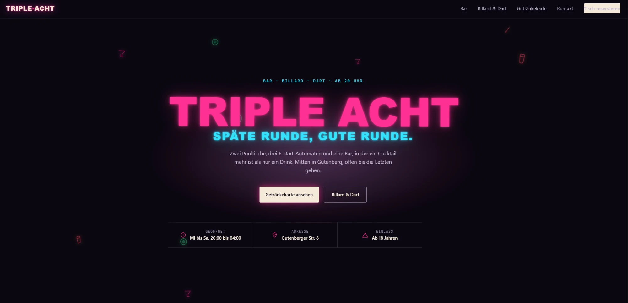 Triple Acht Bar Website Vorschau